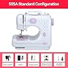 505A Máquina de Coser Eléctrica - 12 Tipos de Puntadas, Doble Hilo, Bobinado Automático, Costura Cilíndrica, Costura de Botones, Adecuado para Principiantes